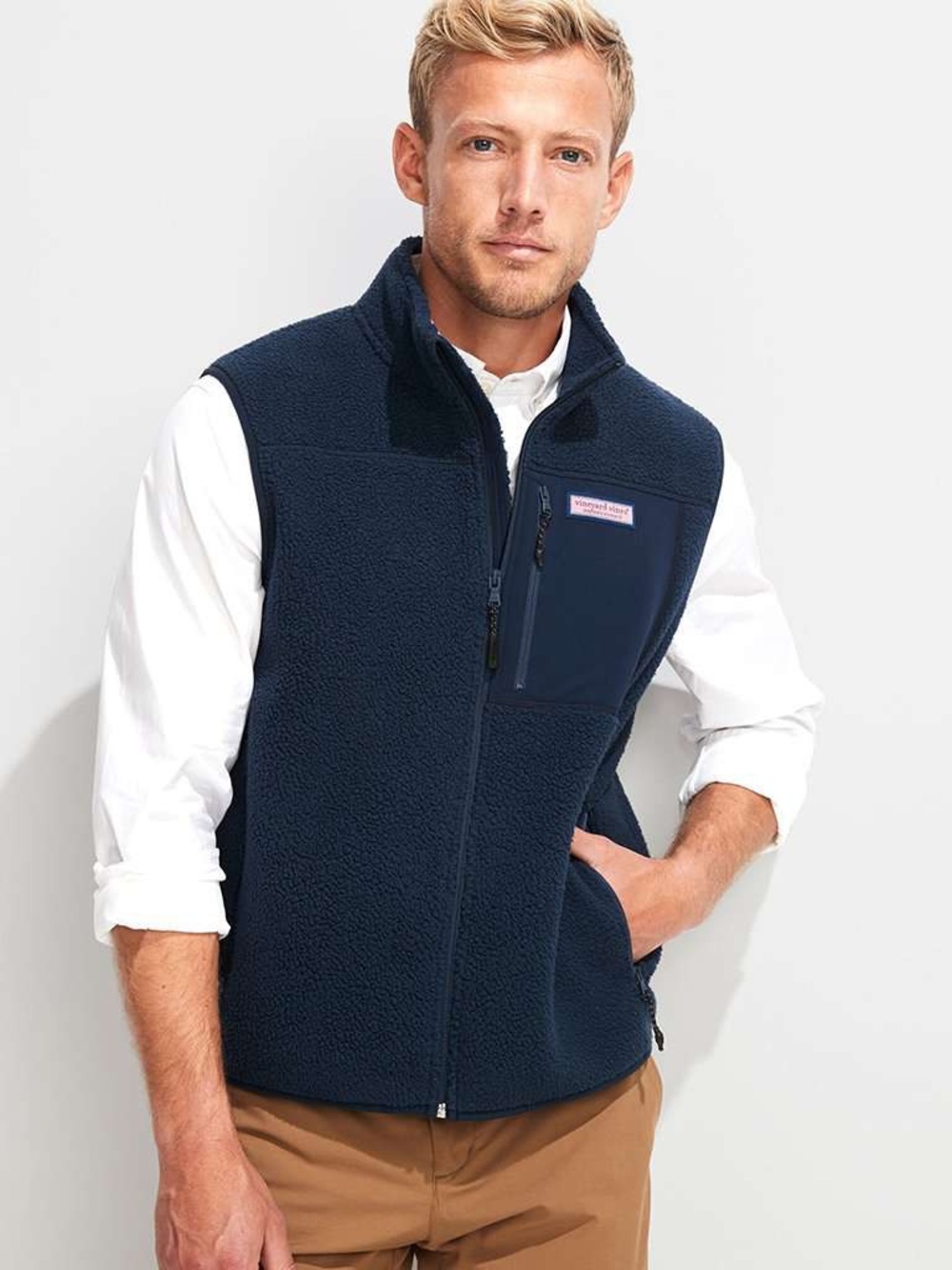 Vineyard Vines Stillwater Sherpa Vest Navy Pink Unisex Size Men S